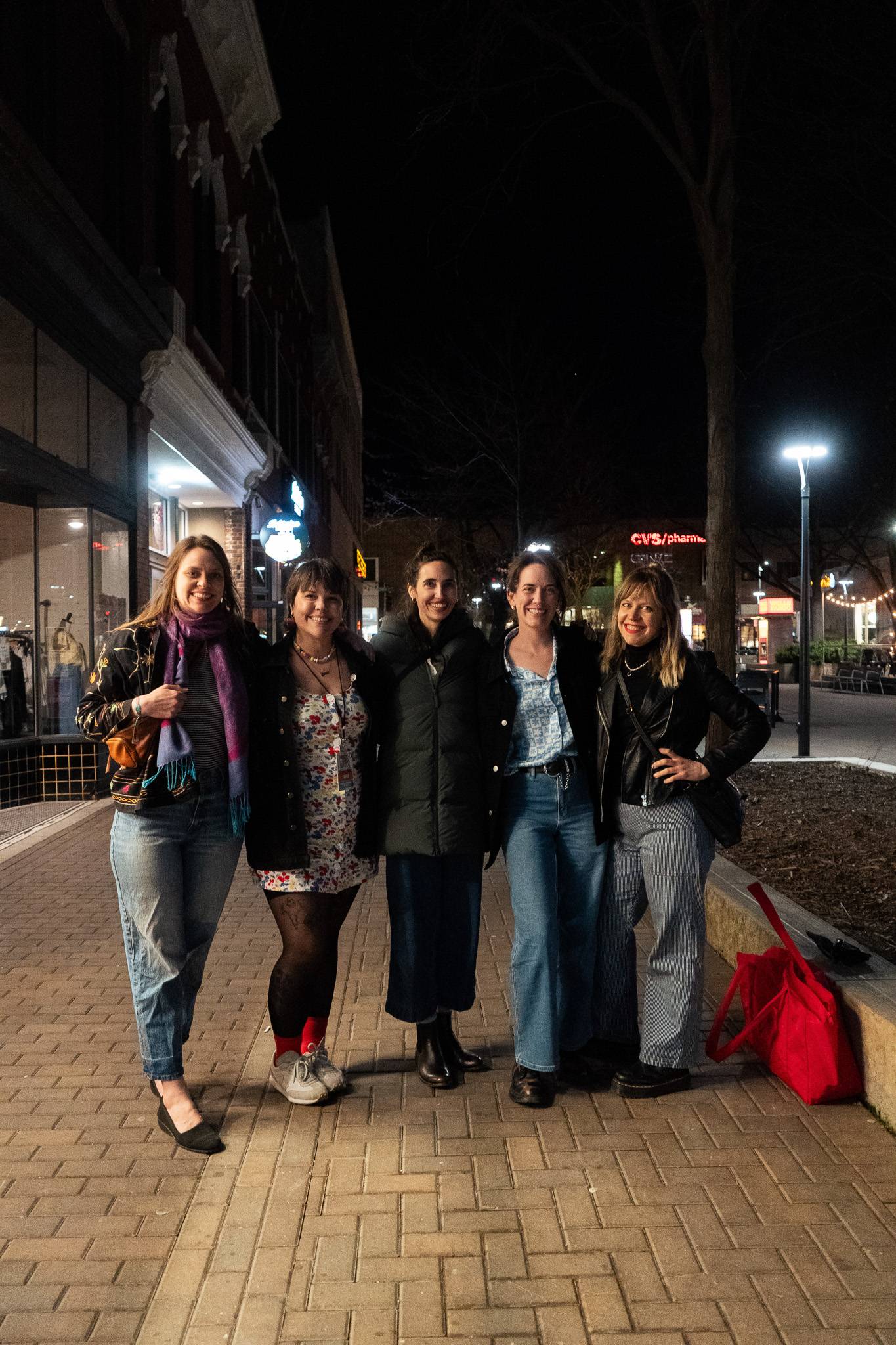 Friends outside of Riverside Theatre before seeing Nadah el Shazly perform. Photo by Cat Dooley.